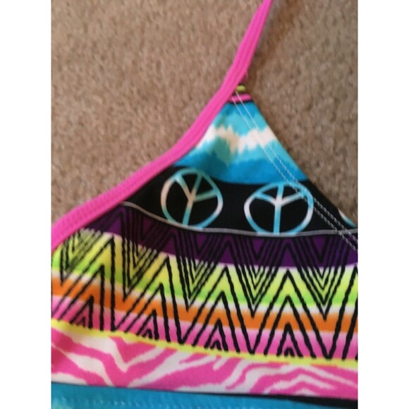 Girls Printed Swim Top 1 Piece Size Large 10-12 Multi-Color - Picture 3 of 7
